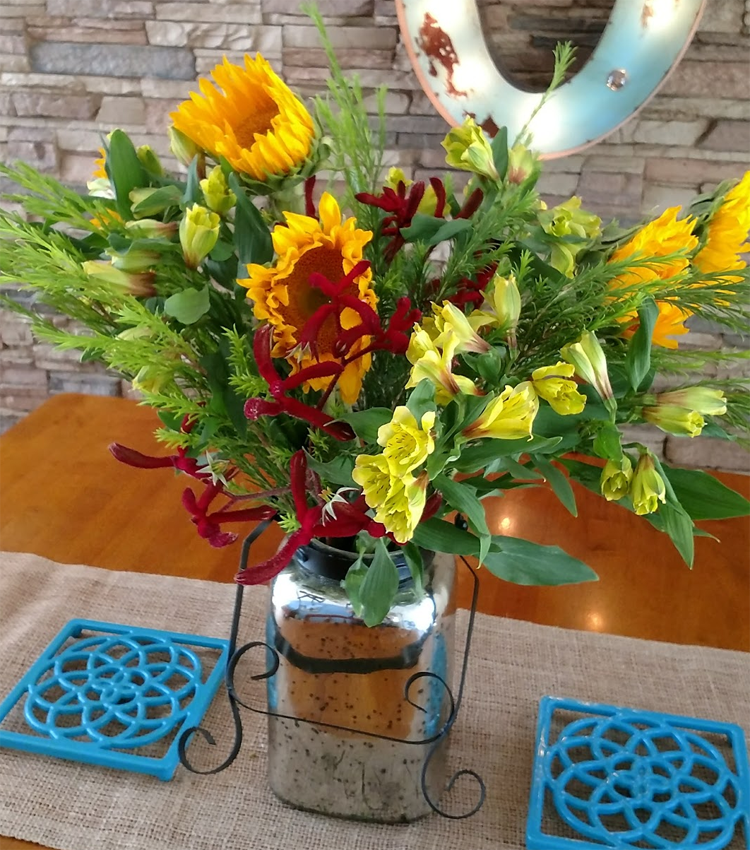sunflowers on a table