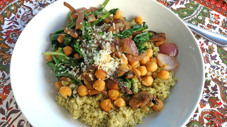 Pesto Quinoa with Chick Peas + Vege