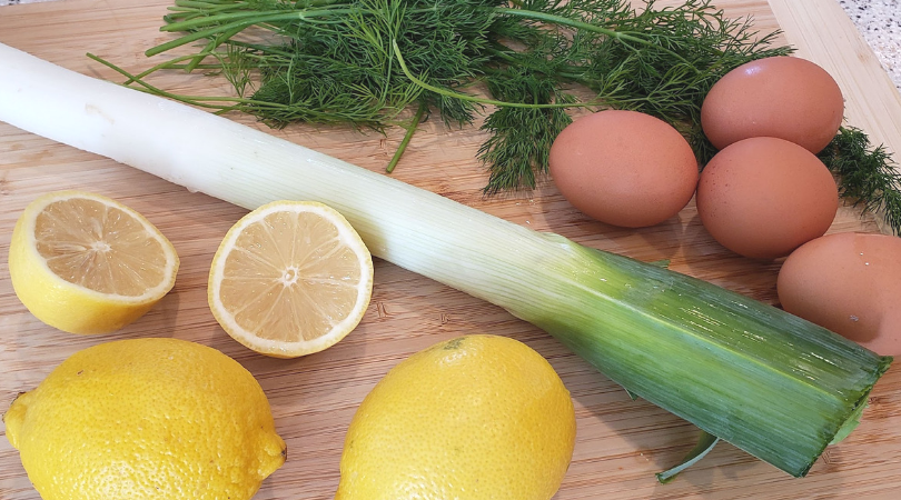 ingredients for lemon leek soup with rice