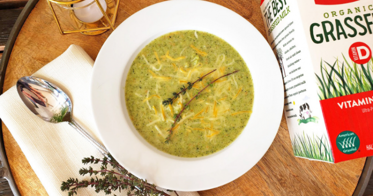 Broccoli Barley Soup with Creamy Grassfed Milk