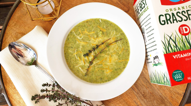 Broccoli Barley Soup with Creamy Grassfed Milk
