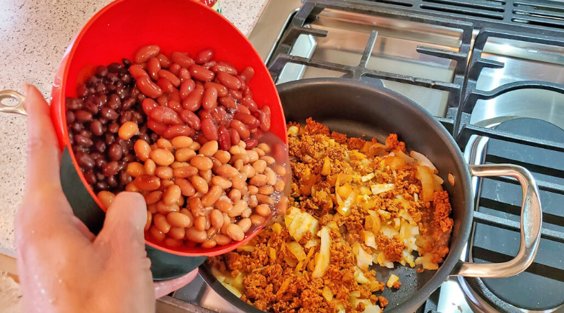 Add beans for Heart Healthy Vegetarian Tamale Pie