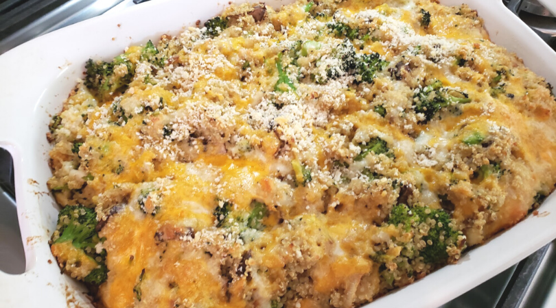 cheesey quinoa broccoli bake