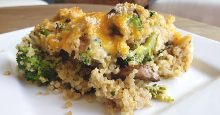 cheesey quinoa broccoli bake
