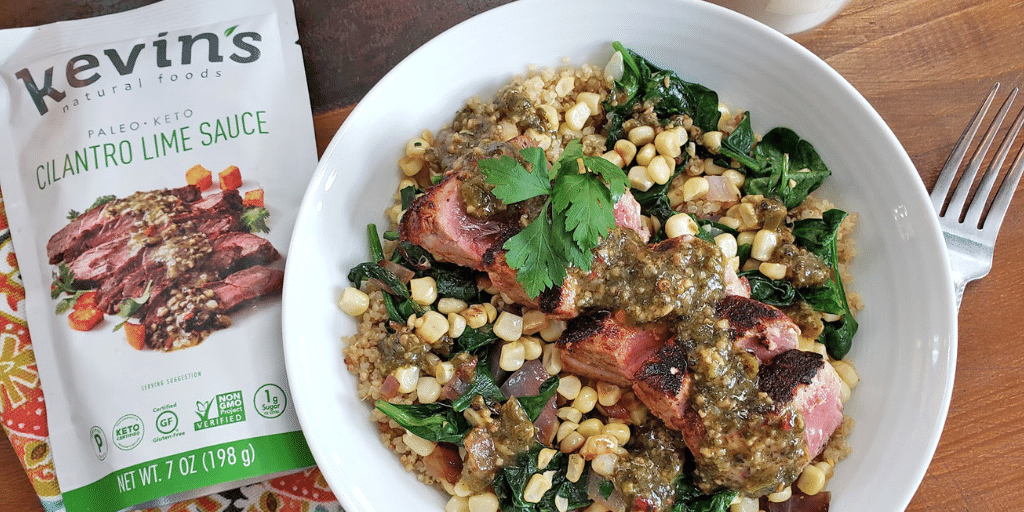 Lime Cilantro Seared Ahi Bowl Recipe with Kevin’s Natural Foods