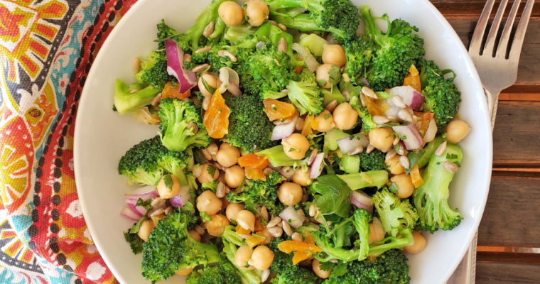 Sesame Ginger Broccoli Chick Pea Salad