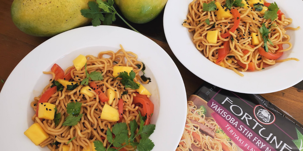 Teriyaki Mango Noodles with JSL Yakisoba Stir-Fry Noodles