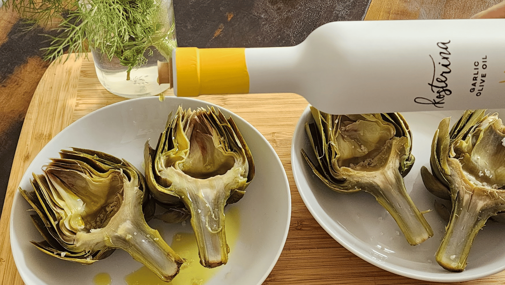 Perfect Steamed Artichoke with Garlic Olive Oil