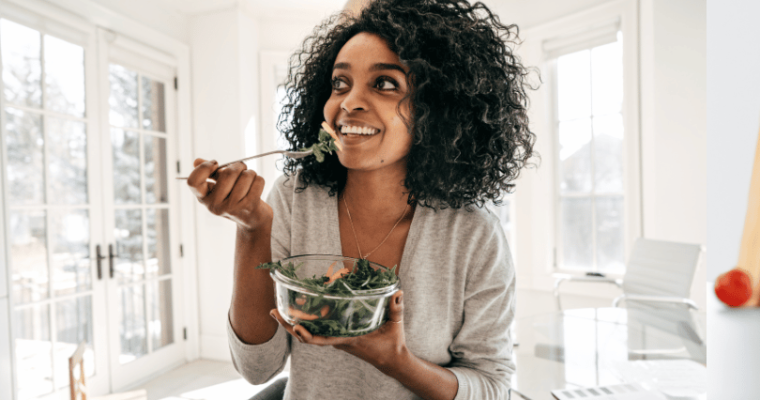 woman eating healthy food