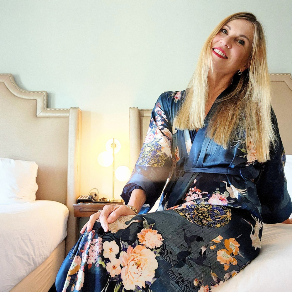 silky robe with crane asian