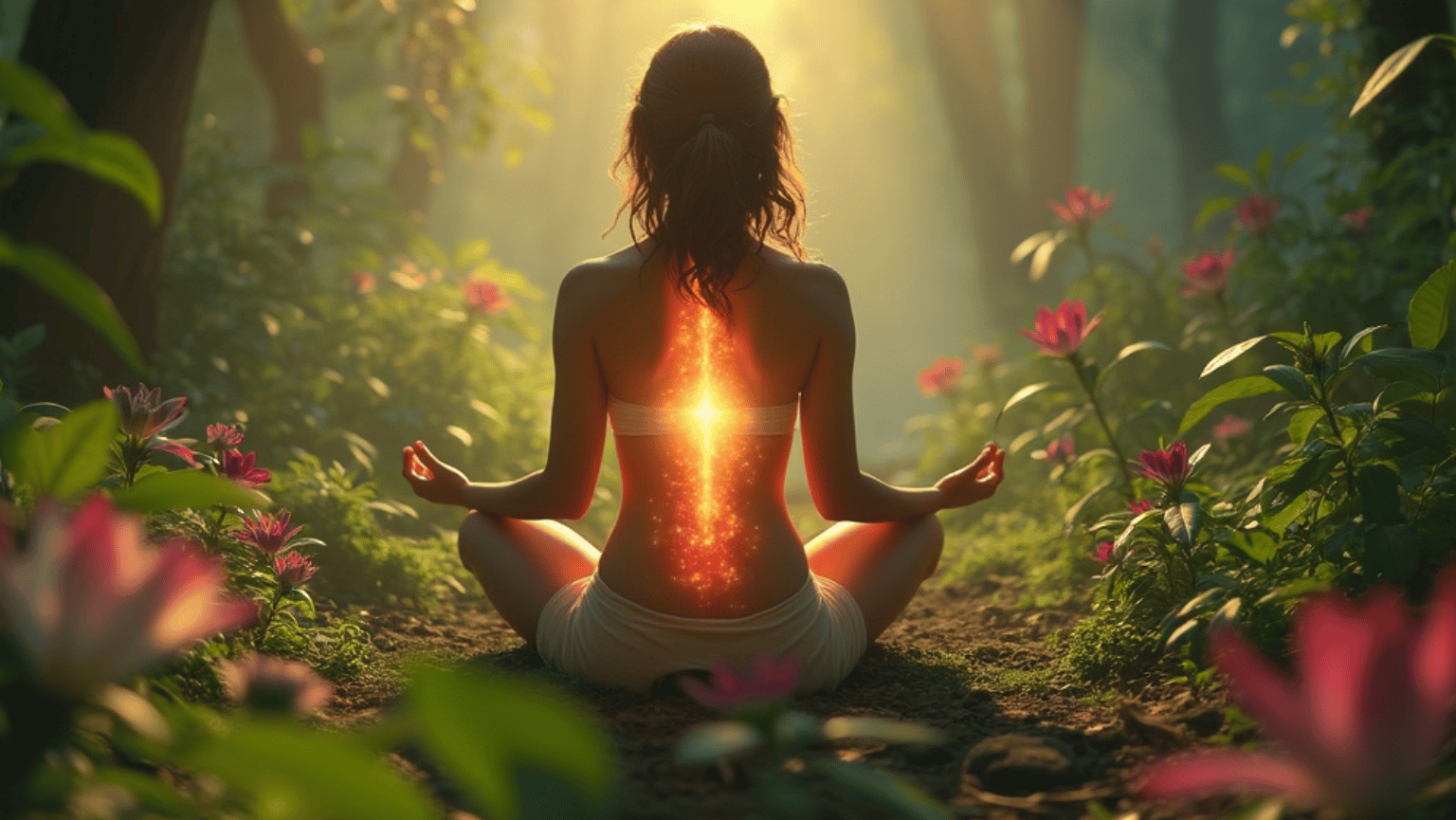 Woman Meditating in Forest