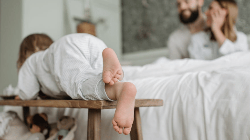 baby crawling on table