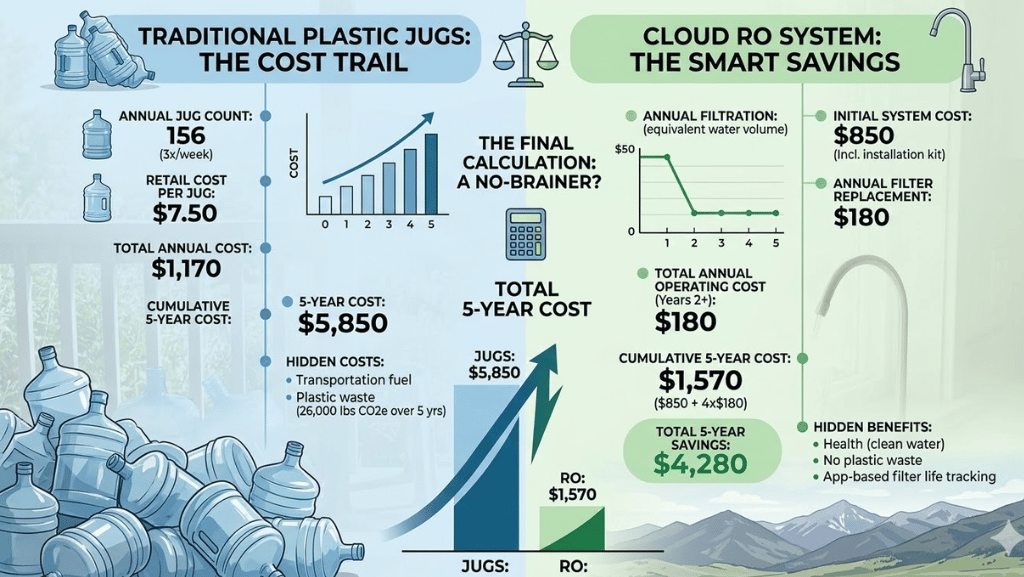 math comparison of bottled water vs reverse osmosis