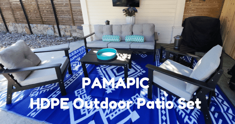 Pamapic Outdoor HDPE Patio Conversation Furniture Sets with Cushions