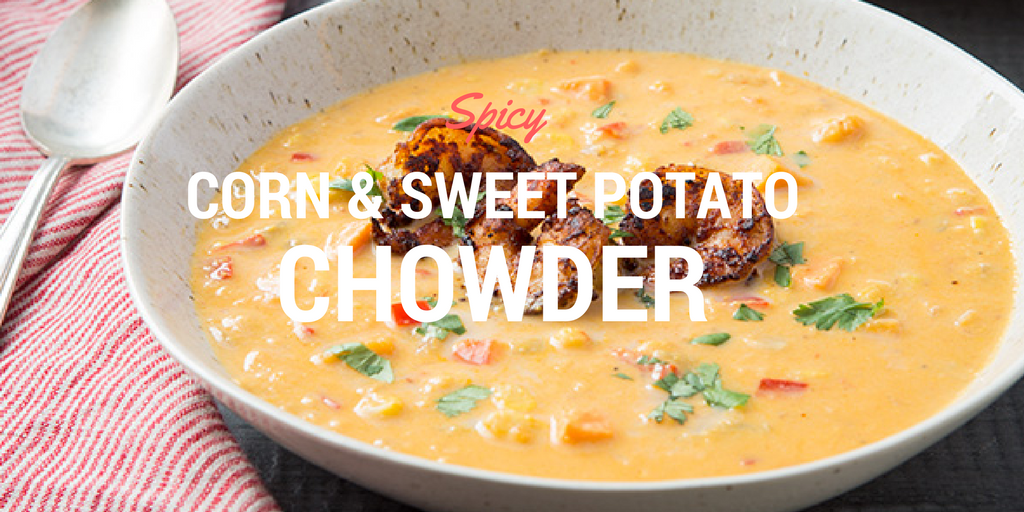 Sweet Potato & Spicy Corn Chowder with Shrimp - BoredMom
